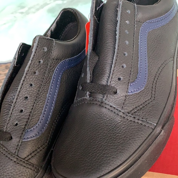 VANS OLD SKOOL LEATHER POP BLACK/DRESS BLUES WMNS - Picture 11 of 14